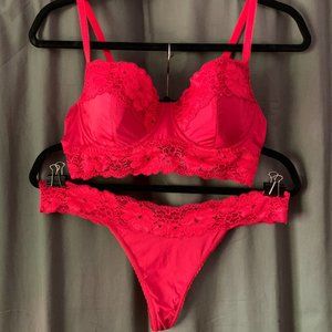 Matching Lace Longline Bra & Thong Panty Lingerie Set